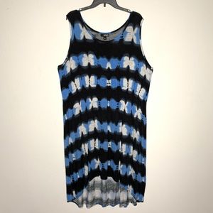 a.n.a blue black tie dye hi-lo summer dress 3X